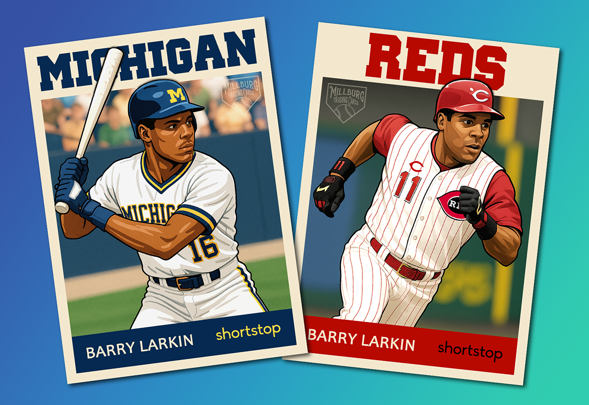 MTC25 : Barry Larkin Michigan/Reds 2 card set